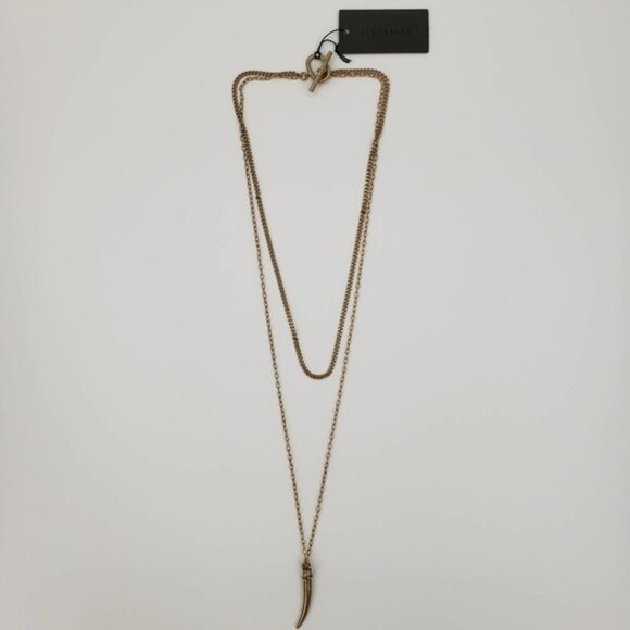 All Saints Brass Multi Layer Horn Necklace - Picture 1 of 5